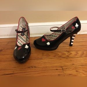 Size 12 Fantasia High Heels with Cards/Poker Accents